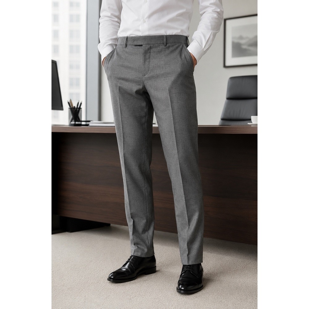 Santorelli Luxury Serge 100% Virgin Wool Dress Pants Gray Italy 36